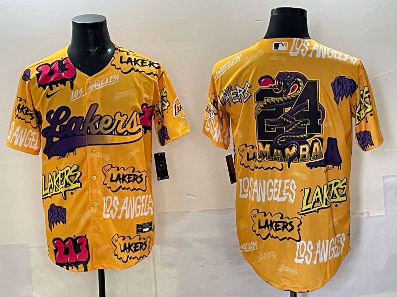 Men 2025 Los Angeles Lakers Blank Yellow NBA Nike jersey 04